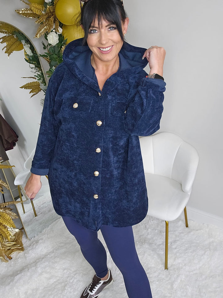 Baroque Chenille Shacket - Navy (One Size - fits Size 12 to Size 18/20)