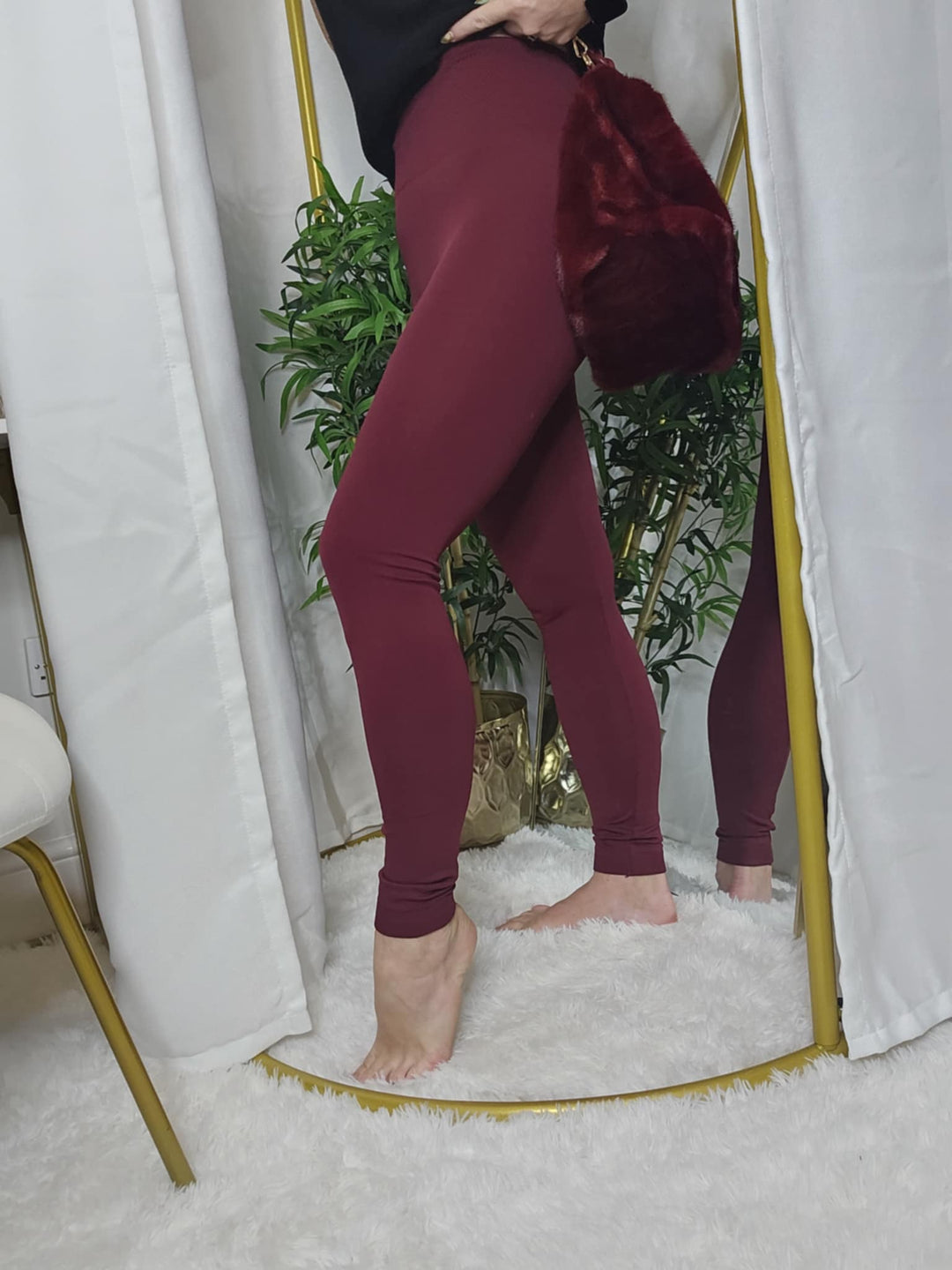 Fleece Lined Leggings - Wine (choose your Size)