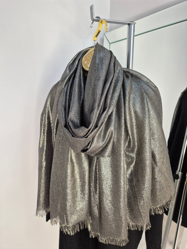 Oversized Metallic Scarf - Khaki