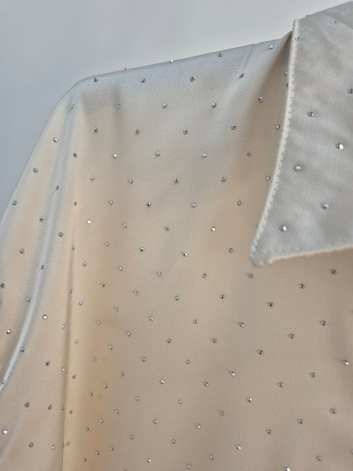 Candice Diamante Sparkly Blouse - Cream (One Size/Curvy, fitting from Size 14/16 up to Size 18)