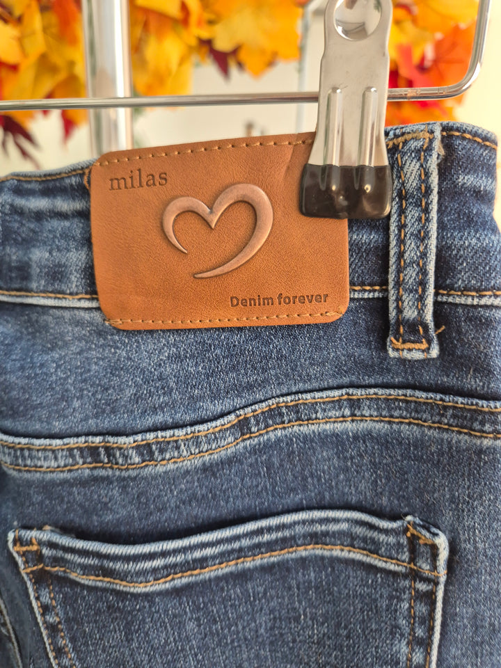 Milas Wide Leg Jeans - Dark Stonewashed - (choose your Size)