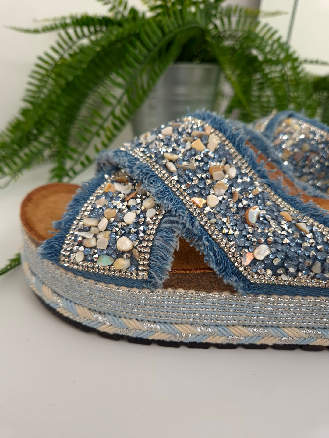 Bali Slip On Sliders - Blue (choose your Size)