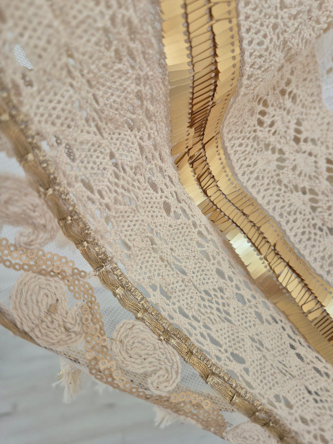 Ibiza Bardot Kaftan/Beach Dress - White/Gold - (Oversized)