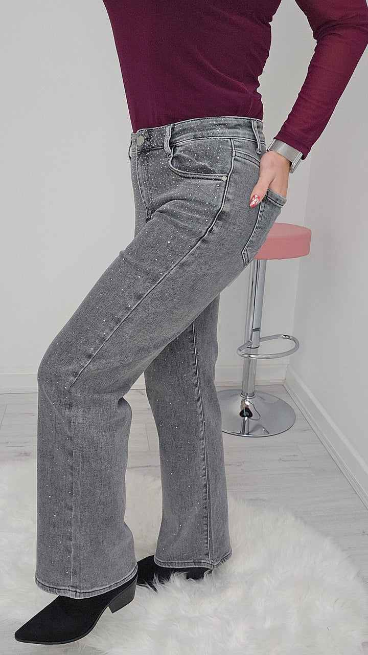 Gemma Crystal Wide Leg Jeans (G Smack) - (choose your Size)