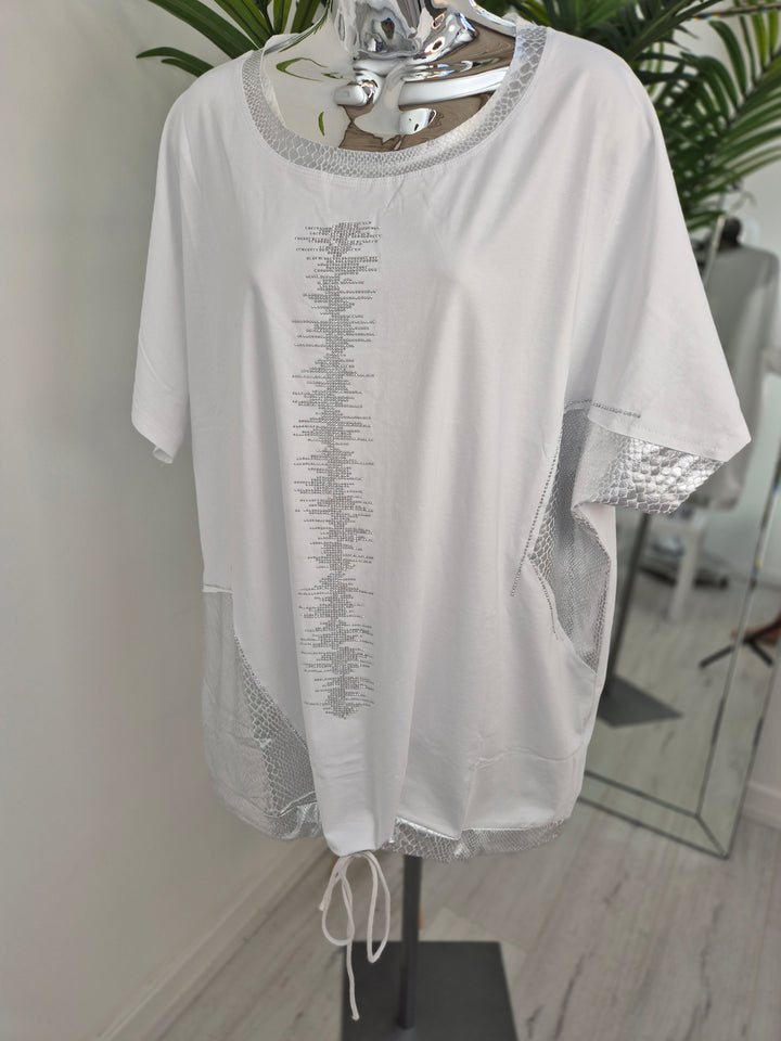 Crystal Tie Fronted Top - (choose your Colour) - Curvy)