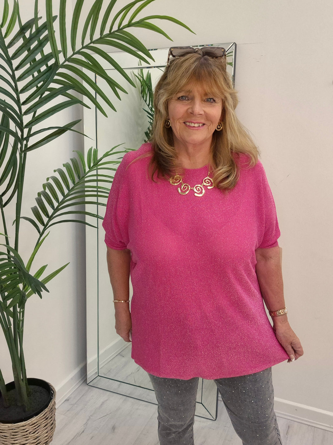 Sheena Shimmer Top - Short Sleeved (choose your Colour) (Loose Fit)