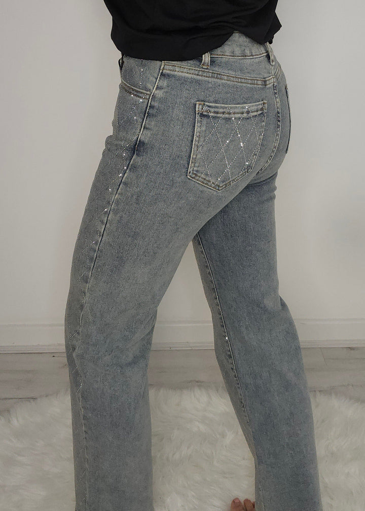 Kelly Diamante/Crystal Jeans - Stonewashed (choose your Size)