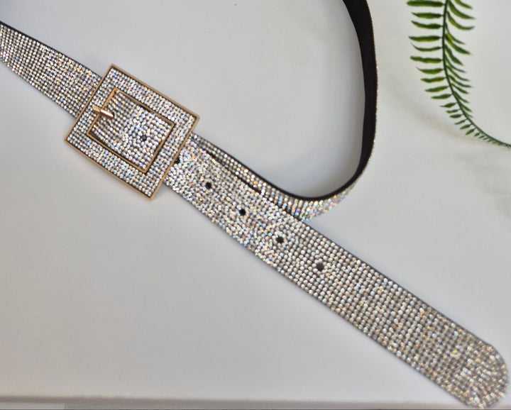 Sparkly Crystal Belt with Large Buckle