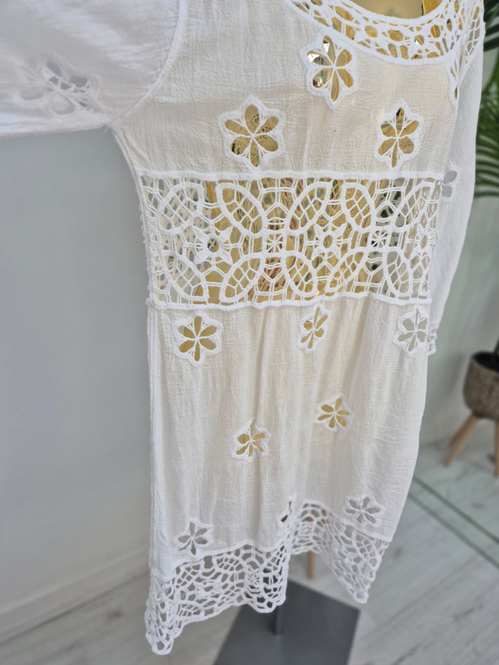 Boho Crochet Beach Dress/Top - White