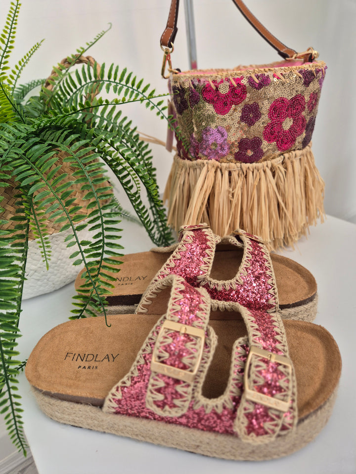 Marbella Sliders (Slip On) with Adjustable Buckles - Pink