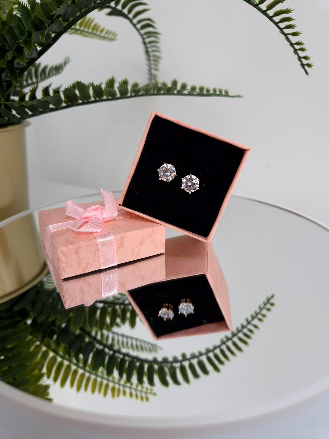 Crystal Stud Earrings - Gold Tone (Pierced)