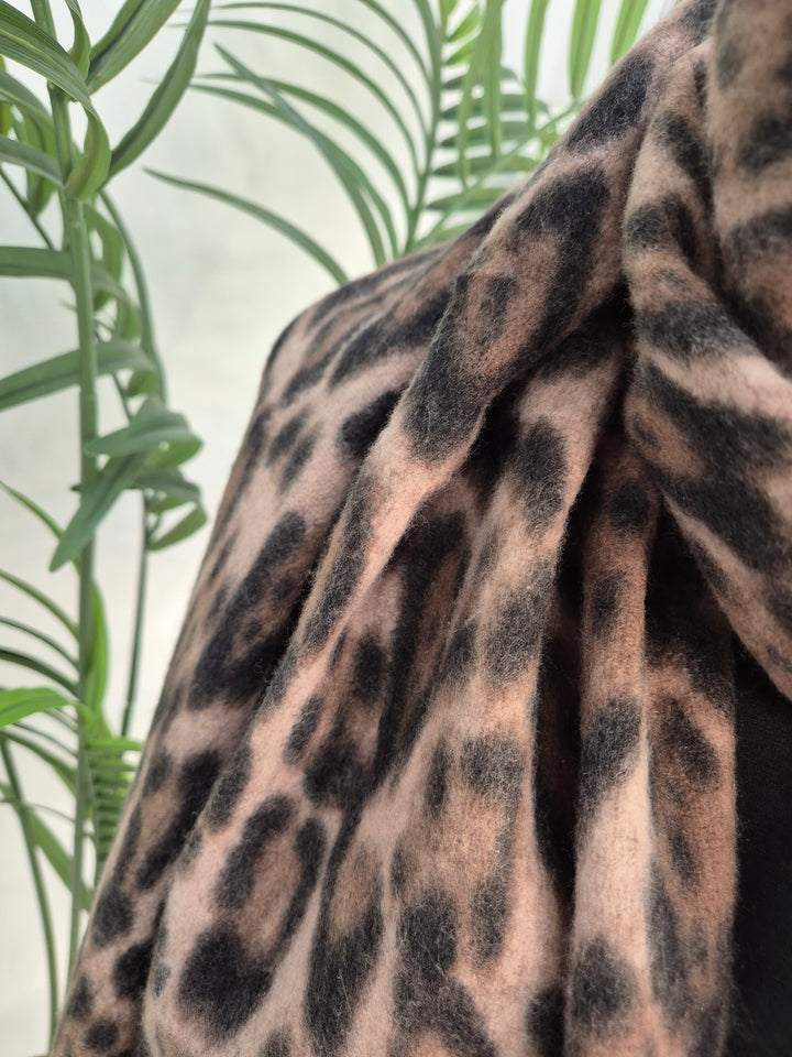 Chocolate Leopard Soft Touch Oversized Fringed Scarf