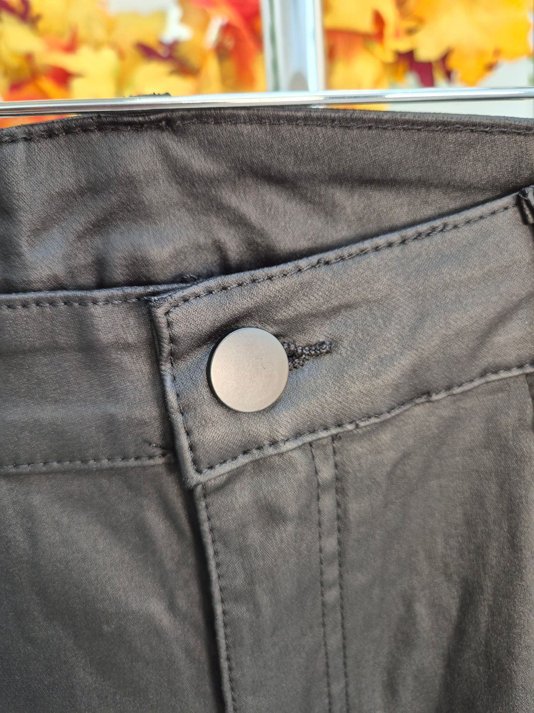 Noir PU Coated Wide Leg Jeans - Black (G Smack) - (choose your Size)