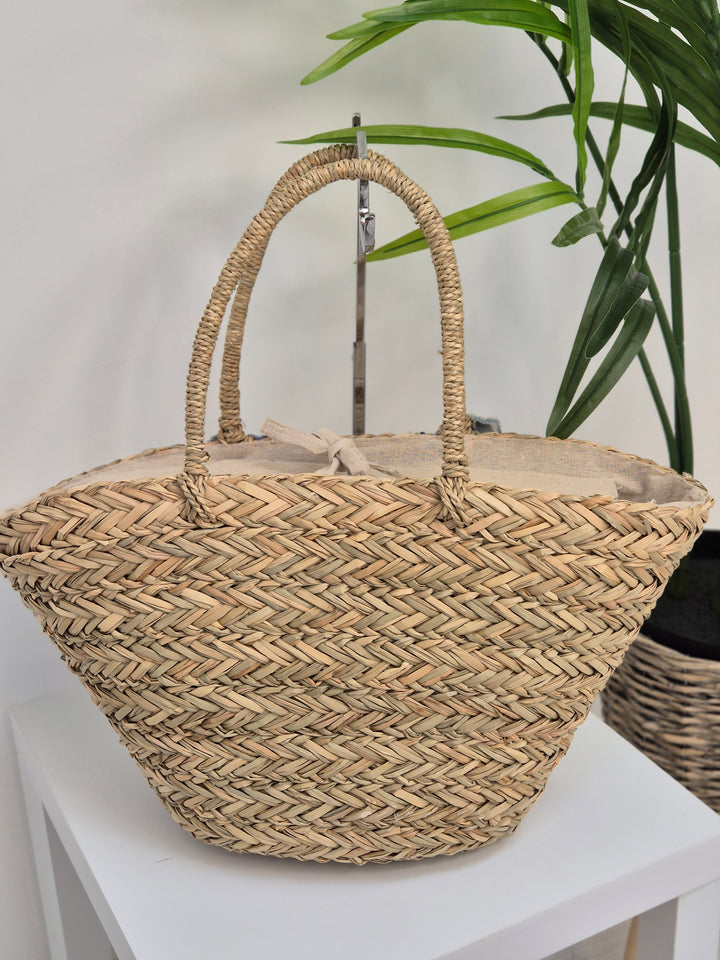 Stonewashed Denim Beach Bag with Seashells