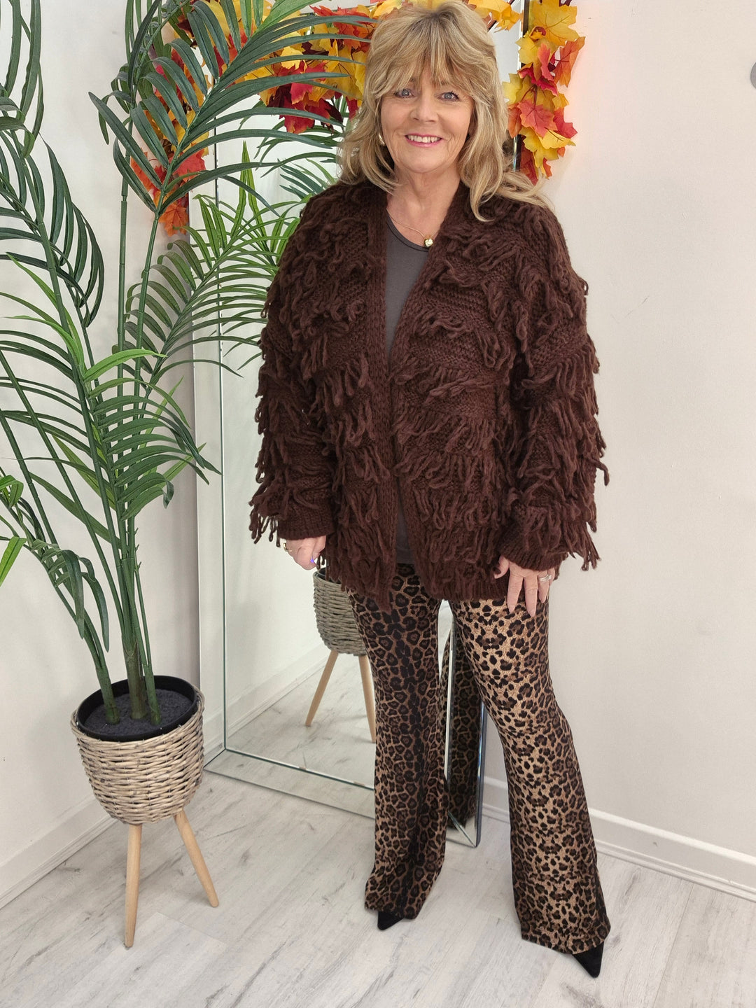 Shaggy Cardigan (Oversized) Long Length - Chocolate