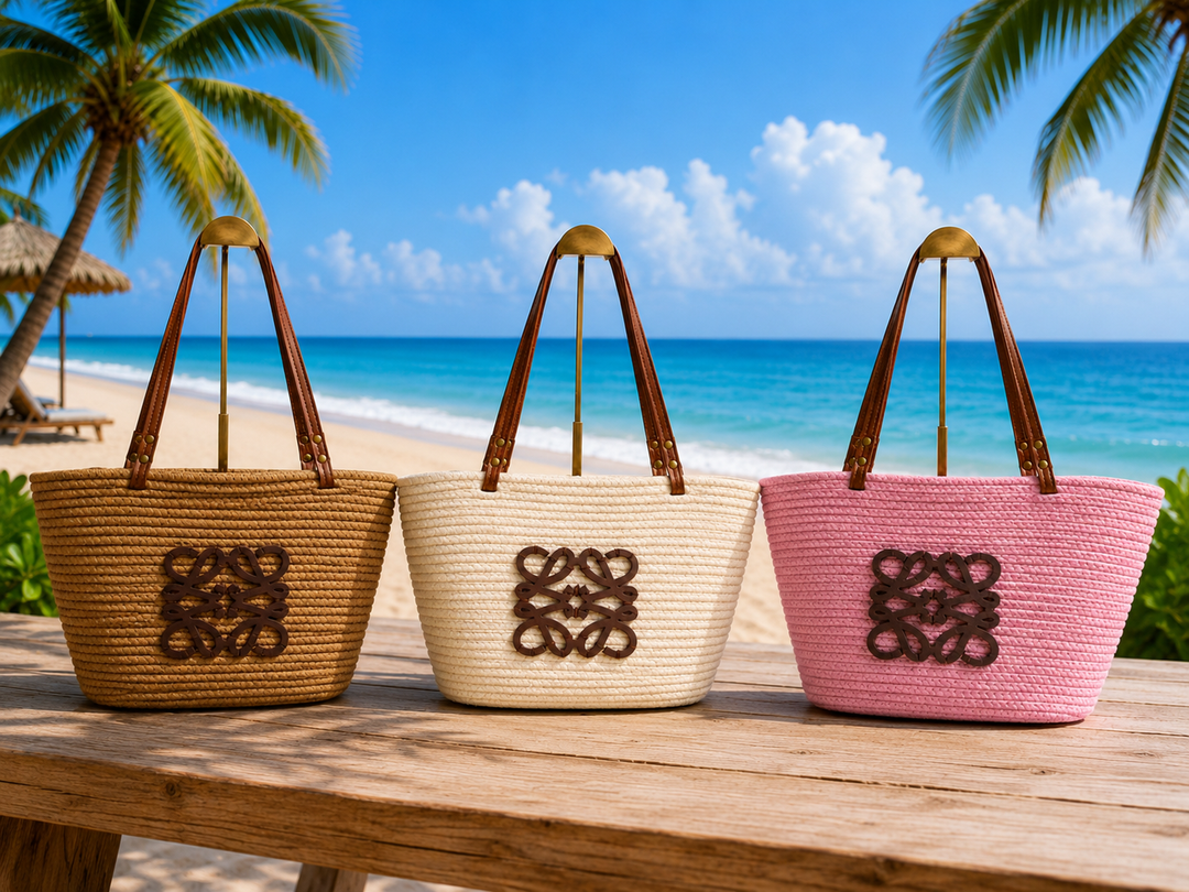 Summer Bag with Dual Faux Leather Handles - Natural