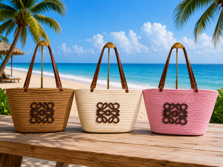 Summer Bag with Dual Faux Leather Handles - Natural