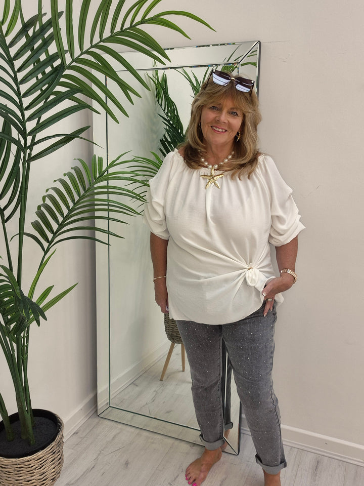 Aurora Sparkly G Smack Mom Jeans - Grey Stonewash (choose your Size)