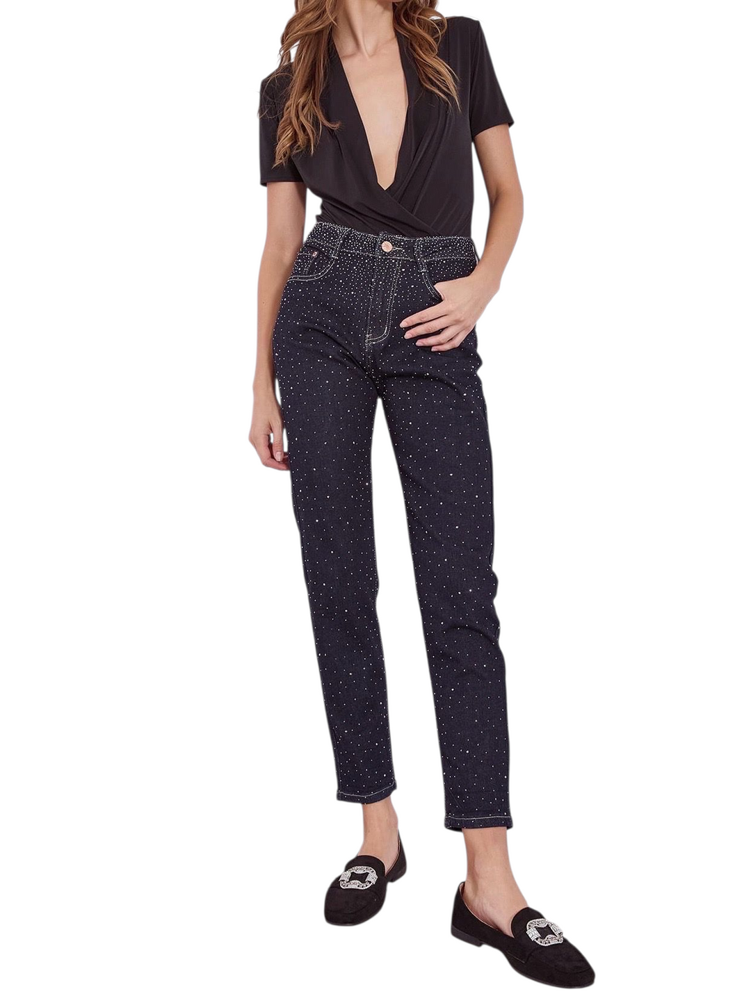 Aurora Sparkly G Smack Mom Jeans - Indigo Darkest Denim Stonewashed (choose your Size)