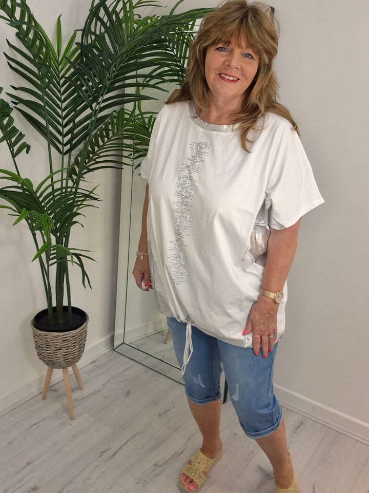 Crystal Tie Fronted Top - (choose your Colour) - Curvy)