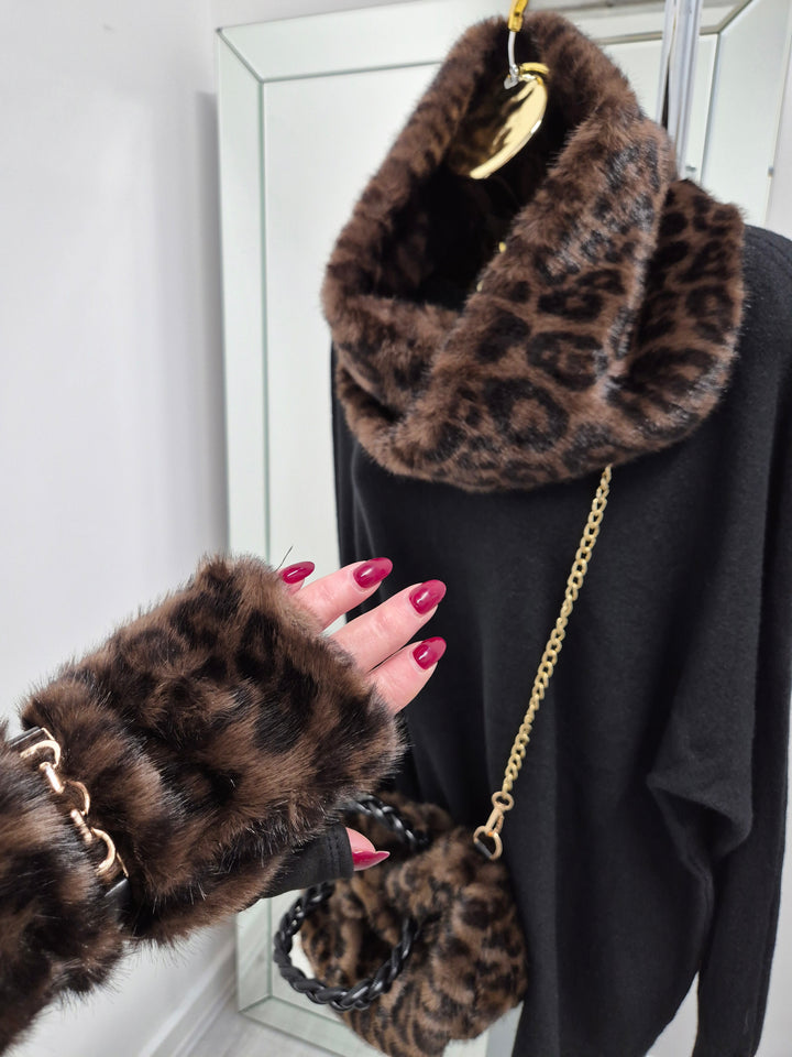 Oslo Faux Fur Infinity Snood - Chocolate Leopard