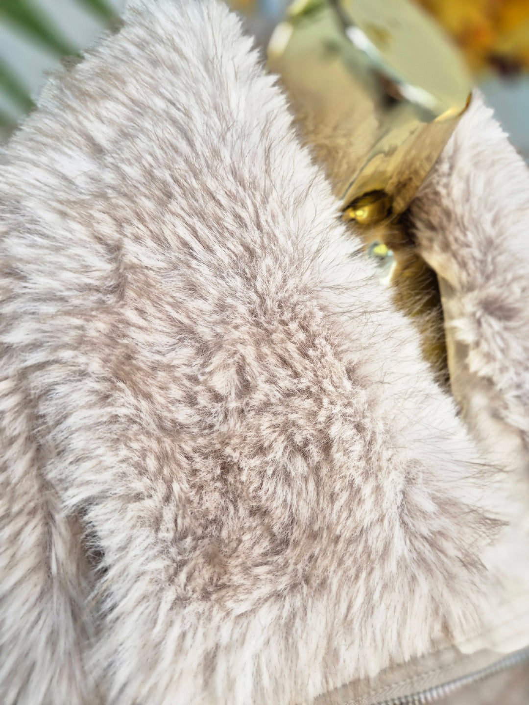 Oslo Faux Fur Jacket with Shawl Collar & Zip (One Size - fits from 10/12 up to Size 16) - Creamy Beige