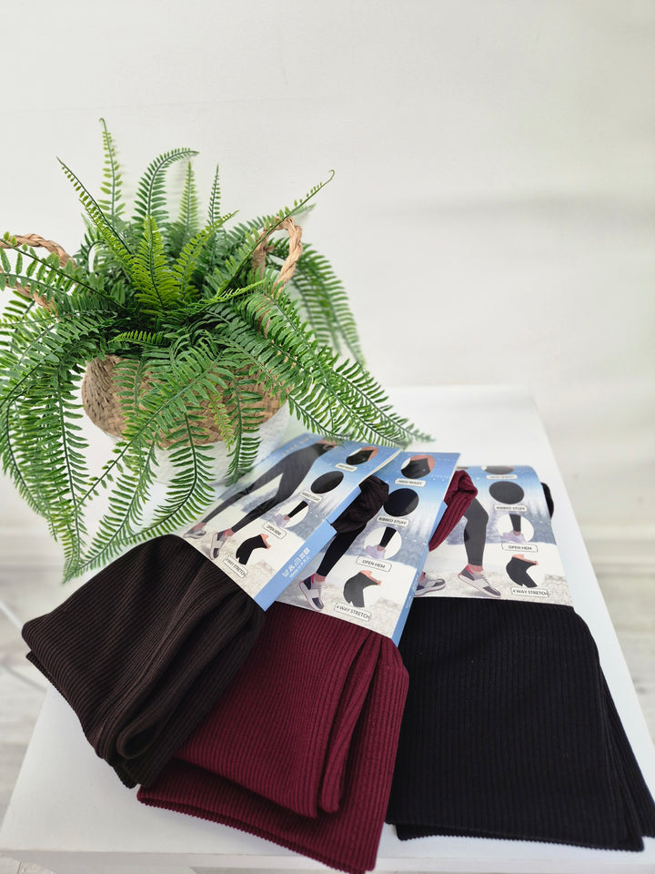 Reece Ribbed Leggings Fleece Lined (Soft Touch) - (choose your Colour) - One Size, fits up to Size 16