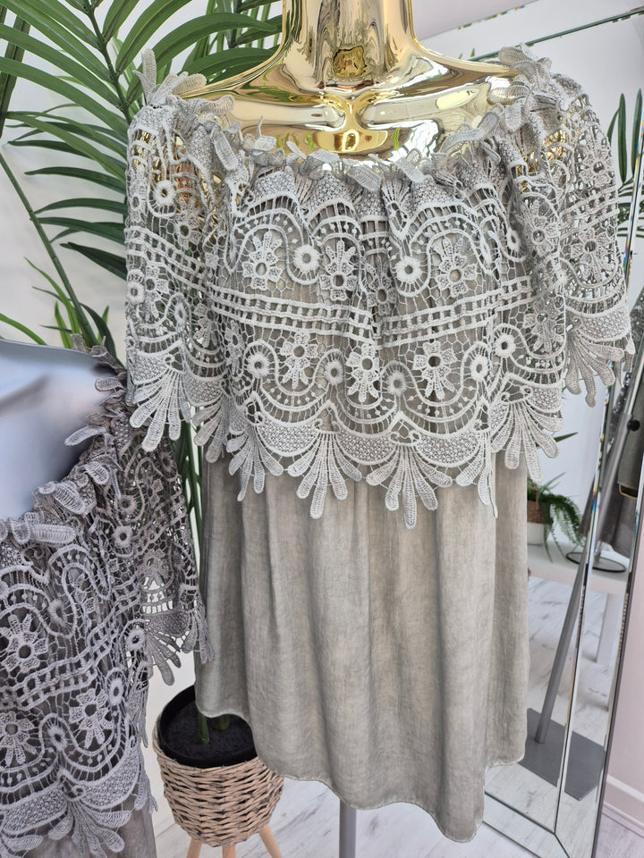 Florence Lace Bardot Top - (choose your Colour)