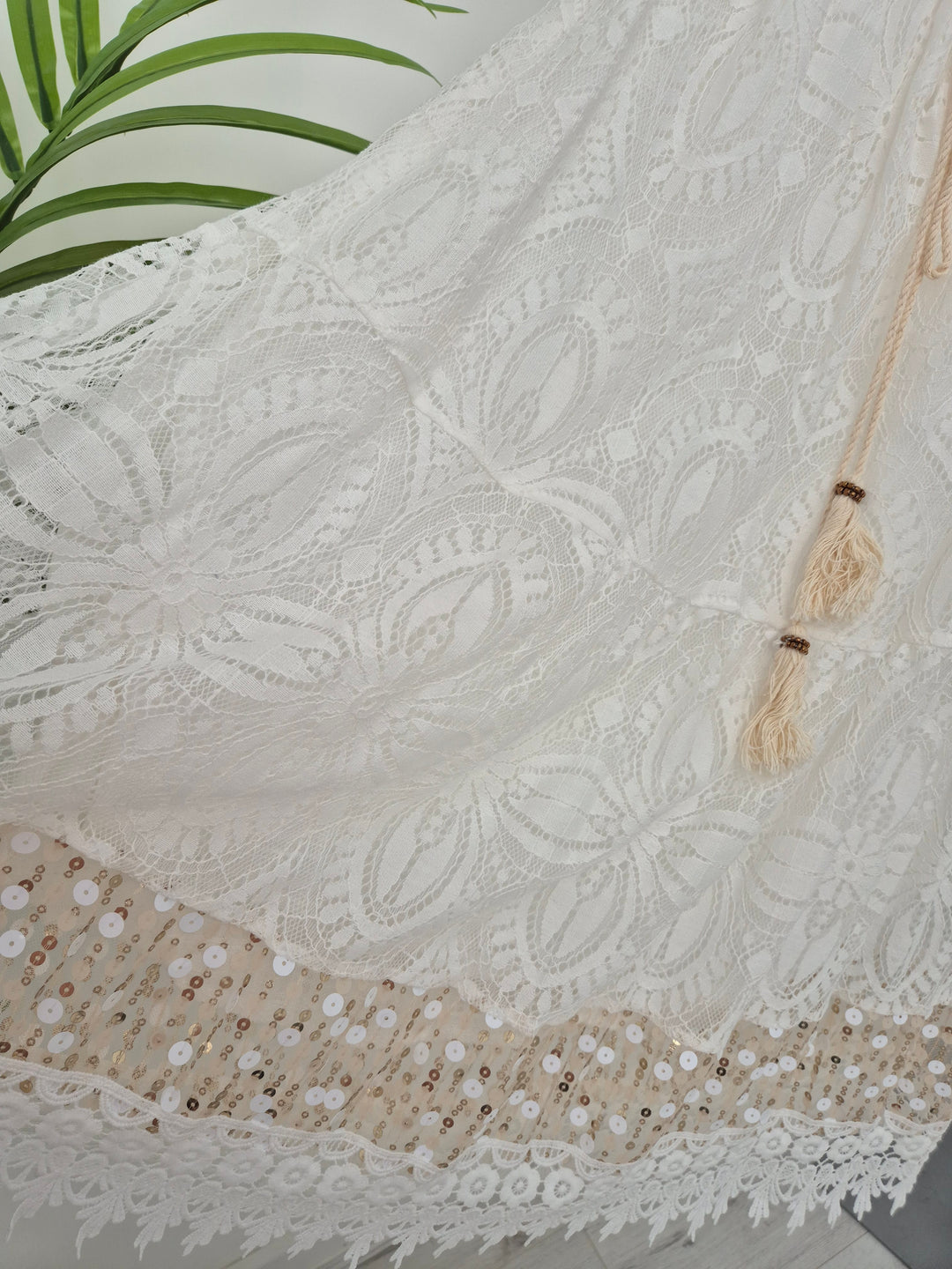 Maldives Strappy Dress with Cold Shoulder - White/Gold (One Size, fits from a Size 10 up to Size 16)