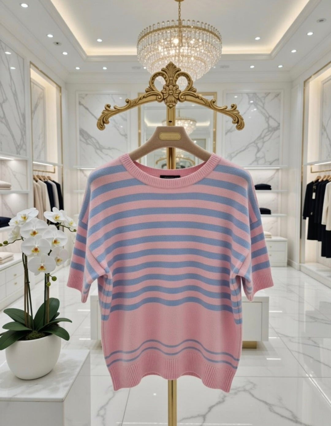 Riviera Striped Super Soft Jumper - Pink/Blue (One Size - up to Size 16)