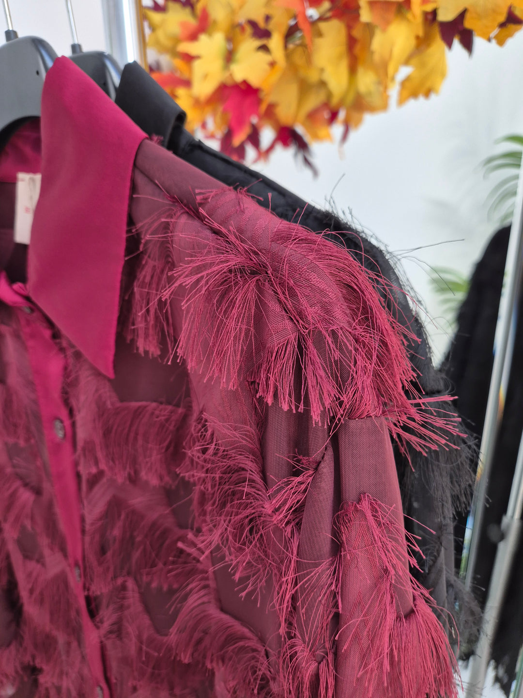 Madison Fringed Star Blouse - Wine (One Size/Curvy, fits from Size 12/14 up to Size 16/18)