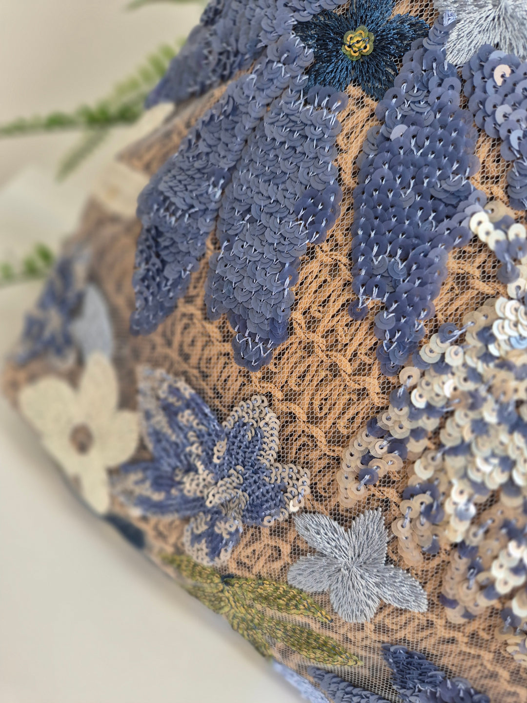Floral Sequins Clutch Wristlet Bag - Blues