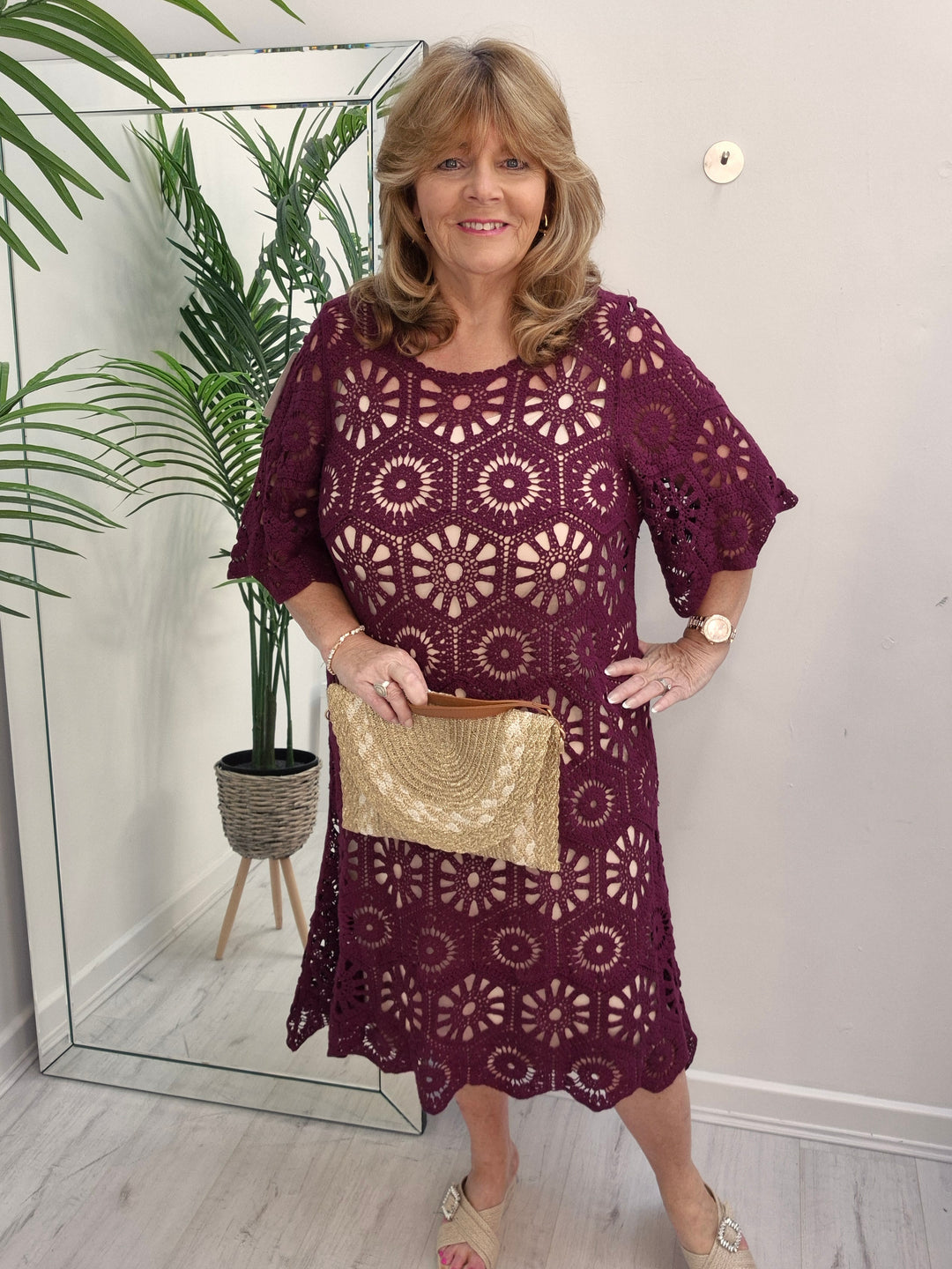 Amy Crochet Midi Dress - (choose your Colour) - (Loose Fit)