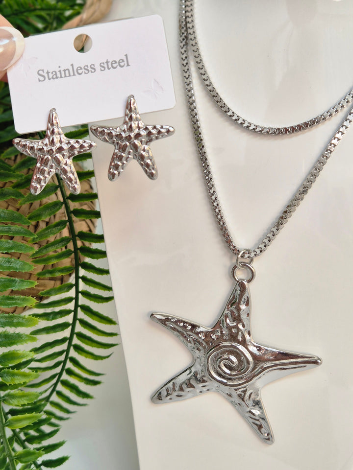 Starfish Earrings - Silver Tone (Pierced)