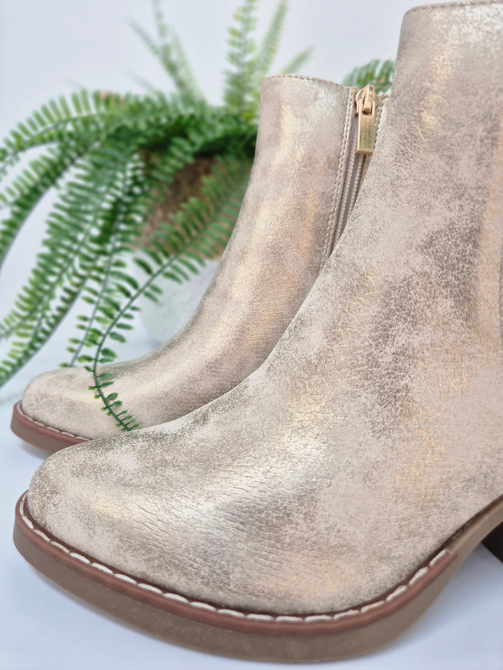 Denver Ankle Boots - (choose your Size) - Champagne Gold Shimmer