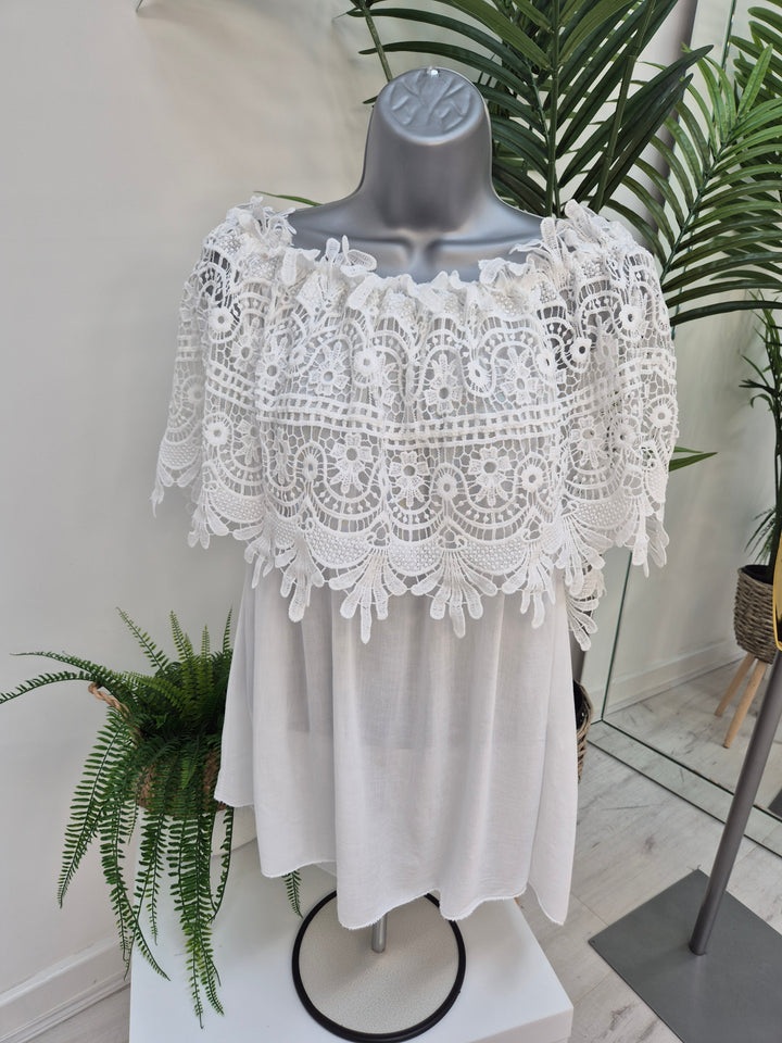 Florence Lace Bardot Top - (choose your Colour)