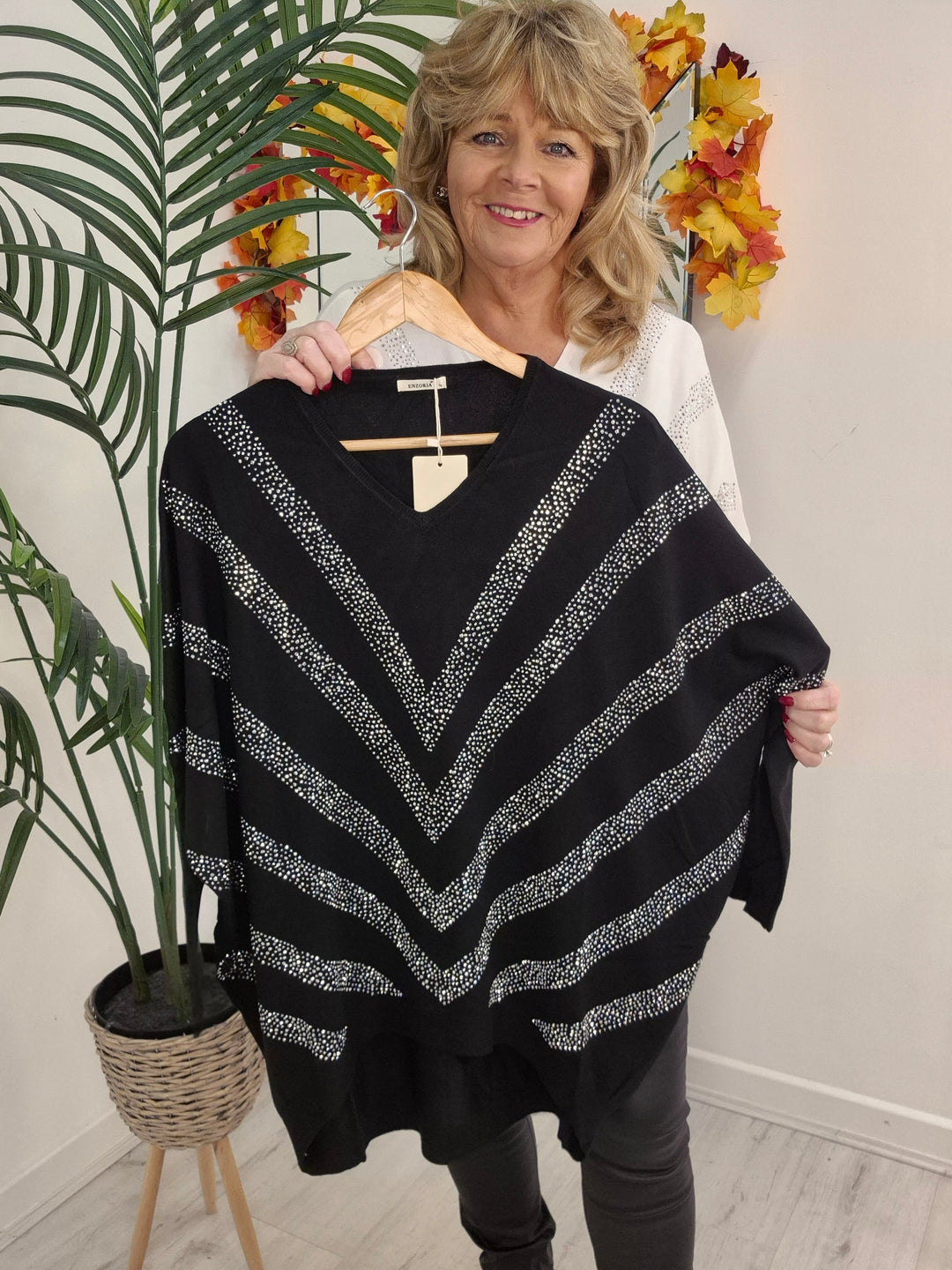 Verity Sparkly Oversized Jumper with V Neck (choose your Colour) (One Size/Curvy, fits from Size 12/14 up to Size 18)