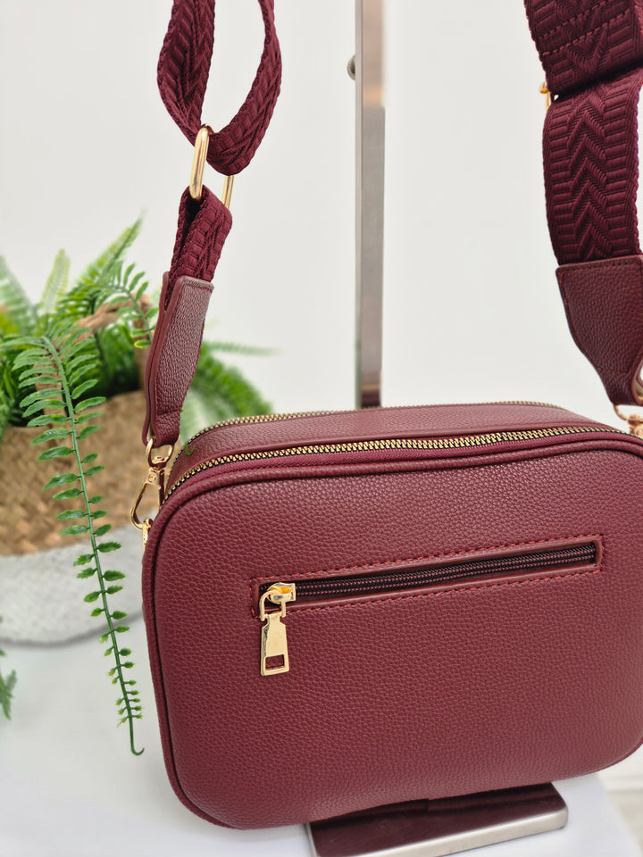 Diamond Quilted Bag - Wine (Gold Tone)