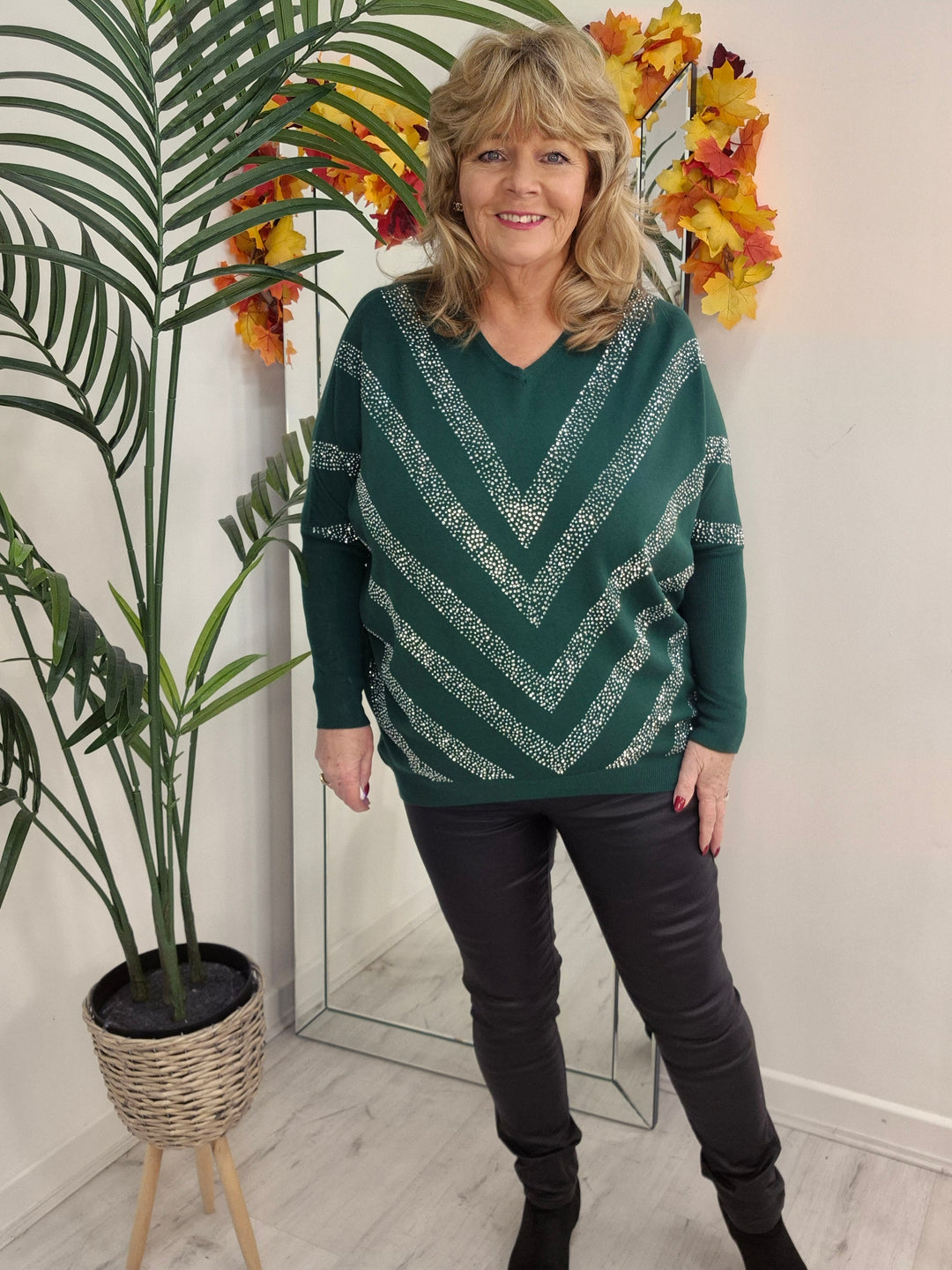 Verity Sparkly Oversized Jumper with V Neck (choose your Colour) (One Size/Curvy, fits from Size 12/14 up to Size 18)