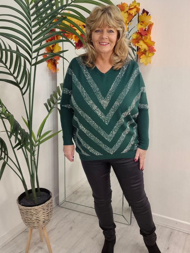 Verity Sparkly Oversized Jumper with V Neck (choose your Colour) (One Size/Curvy, fits from Size 12/14 up to Size 18)