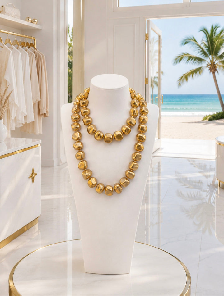 Statement Necklace - Chunky Gold Nuggets