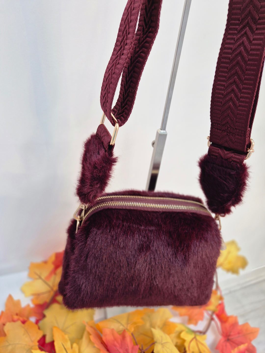 Oslo Faux Fur Bag - Wine
