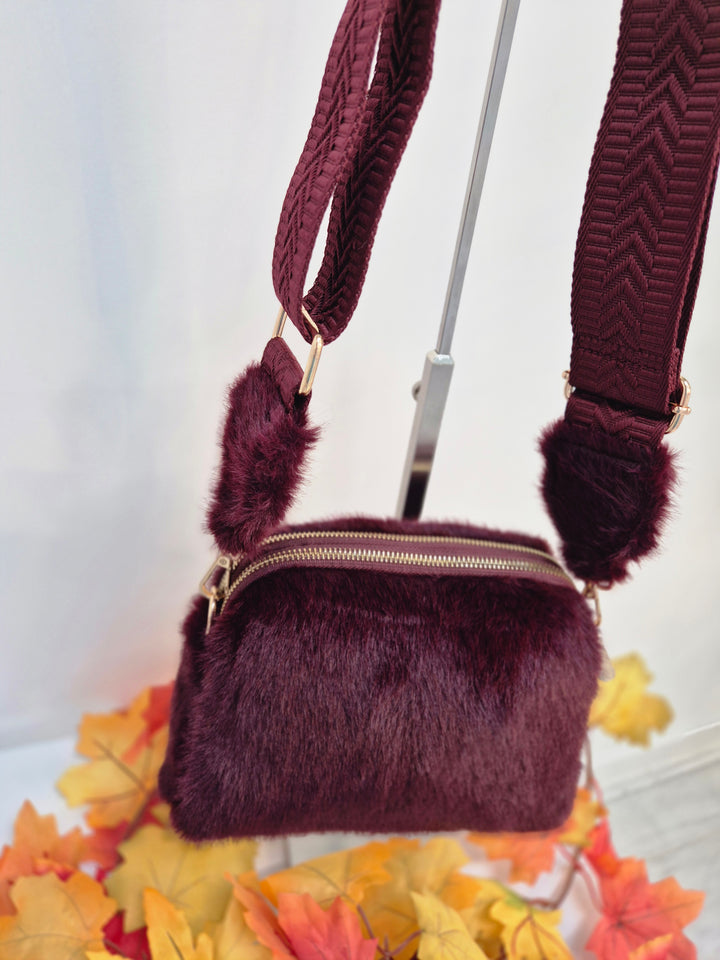 Oslo Faux Fur Bag - Wine