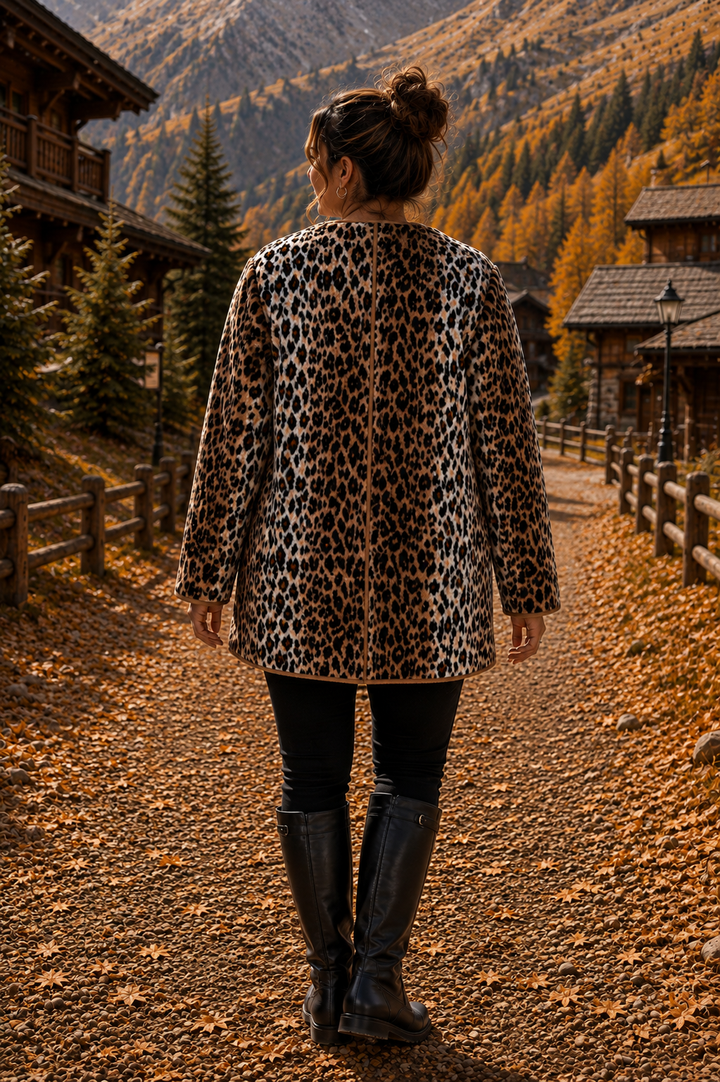 Oslo Leopard Faux Fur Jacket with Pockets - (choose your Size)