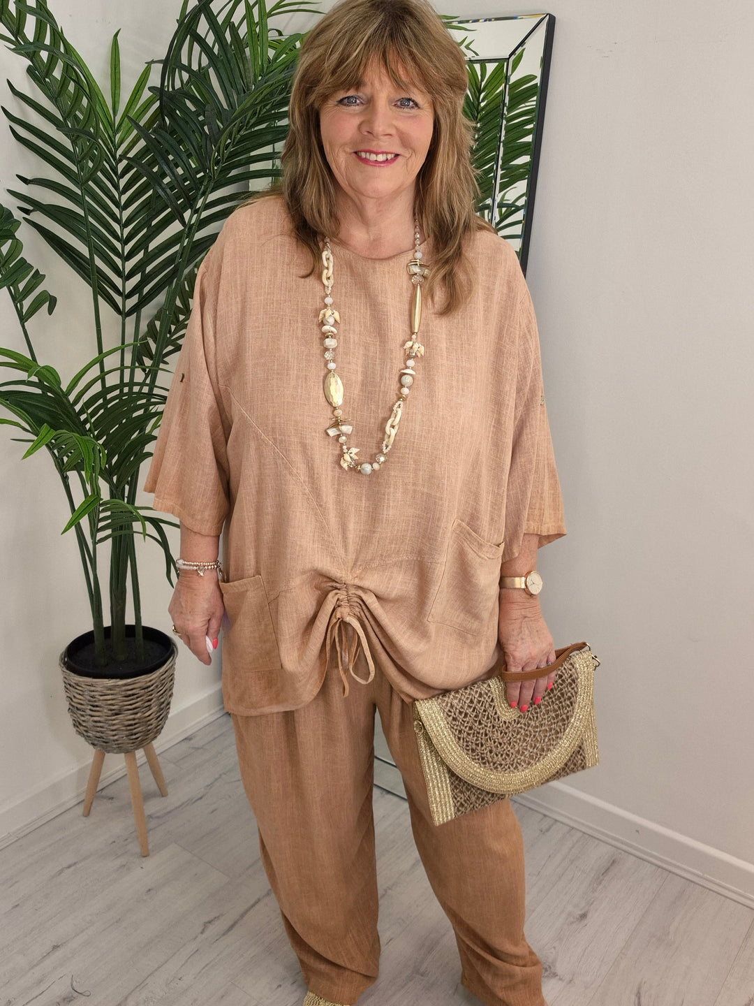 Sicily Two Piece Co-ord Set with Ruched Drawstring Front