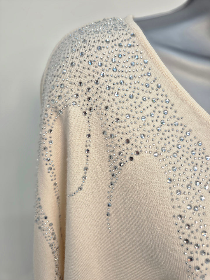 Sasha Sparkle Oversized Jumper - Cream (fitting from Size 14 up to Size 20)