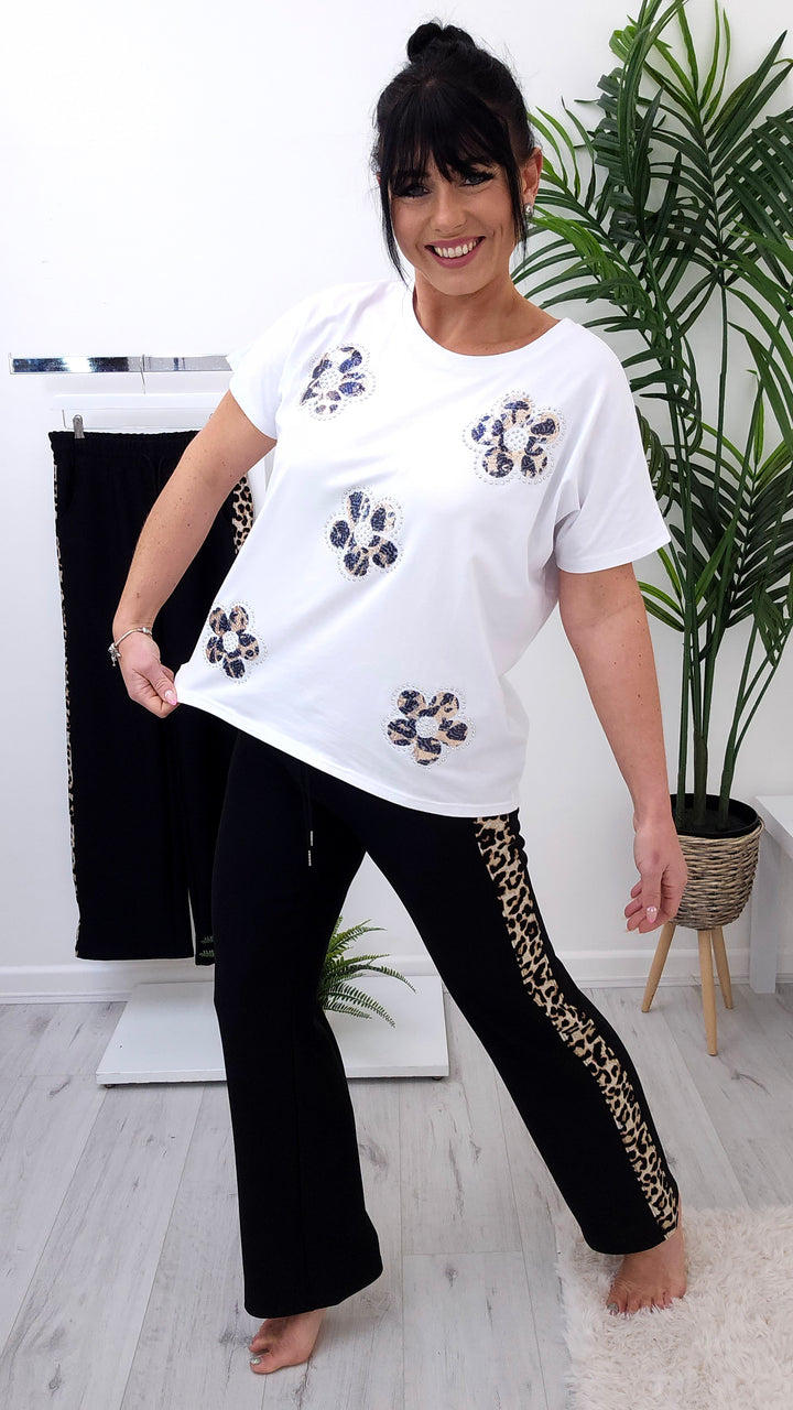 Floral Leopard Tee Shirt - White