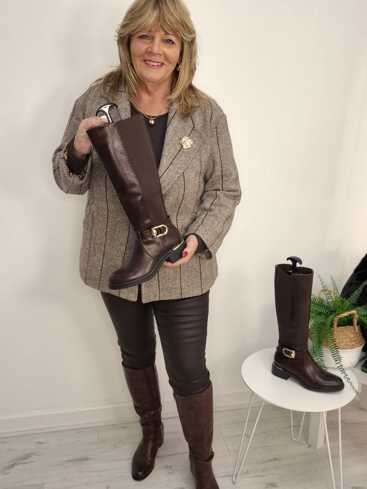 Harriett Herringbone Jacket - (One Size/Curvy - One Size/Curvy, fits Size 14/16 to Size 18/20)