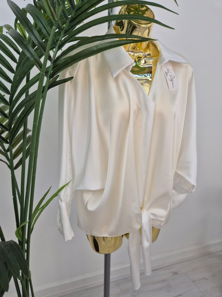 Sasha Satin Tie Blouse - (choose your Colour)