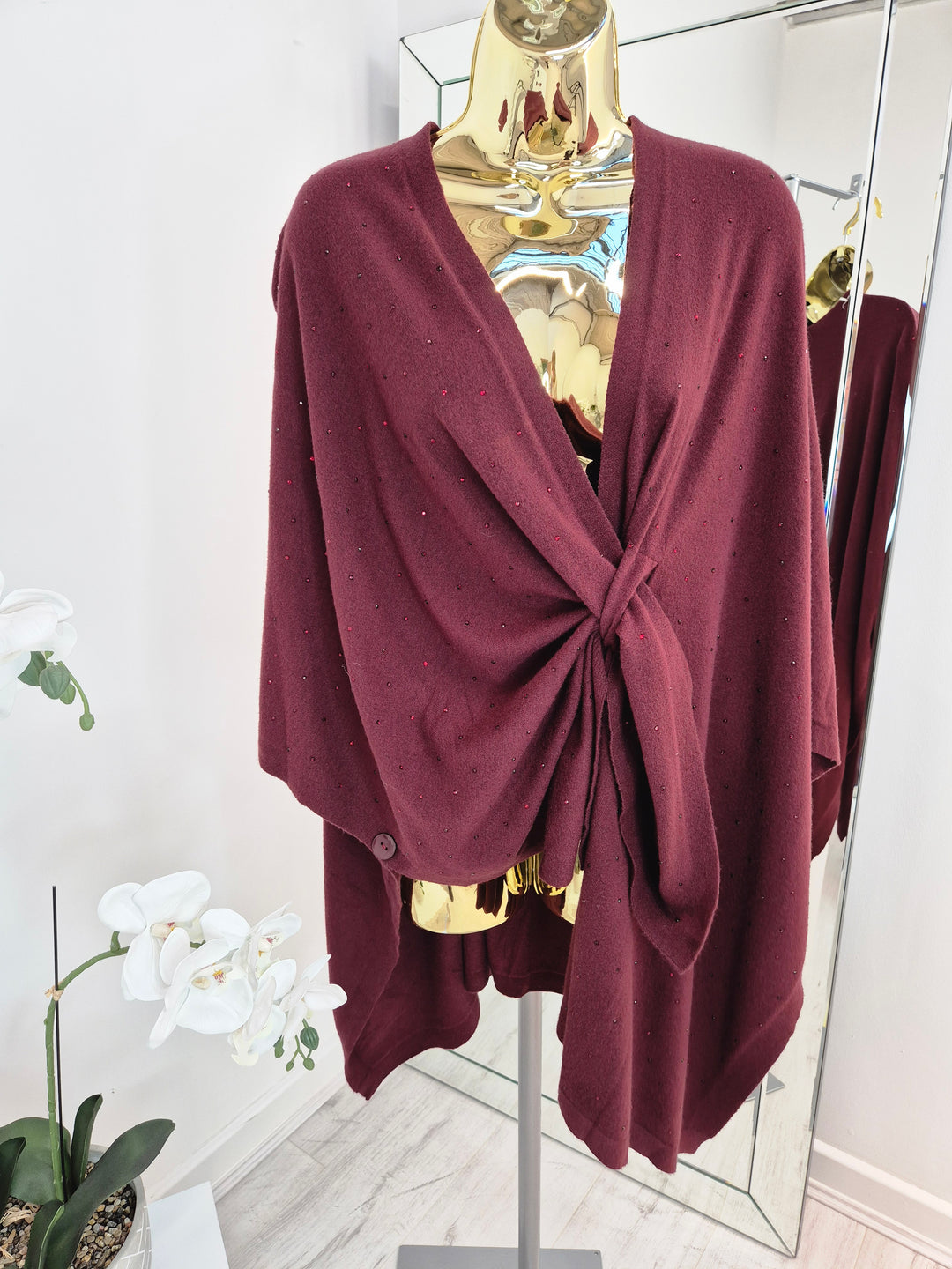 Crystal Super Soft Poncho/Wrap - Wine (One Size/Curvy Size)